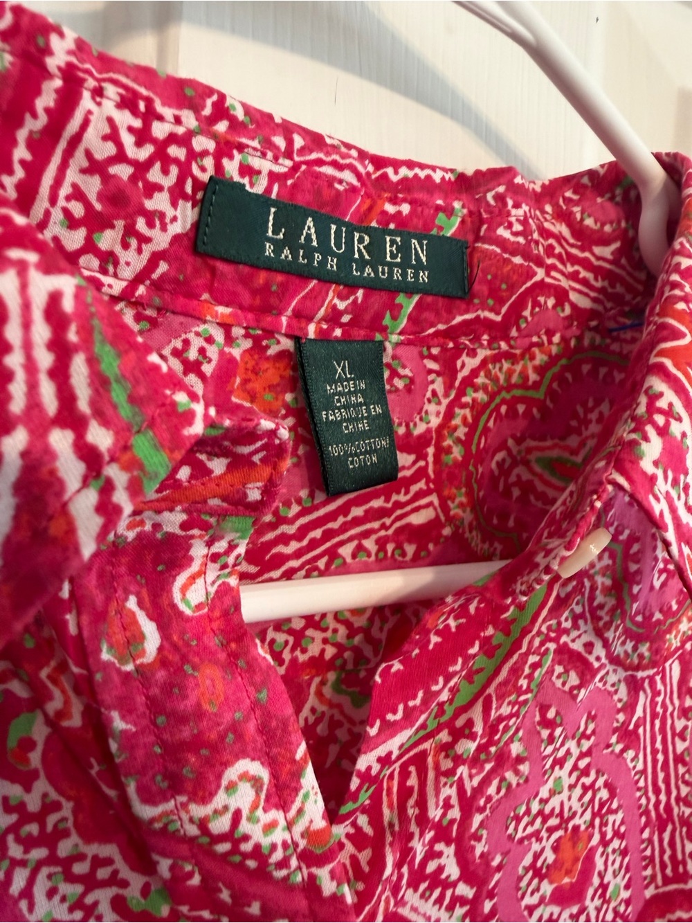 Lauren Ralph Lauren Fuchsia Paisley Button-Down Blouse - Picture 3 of 3